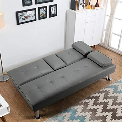 Modern Convertible Faux Leather Sofa Bed