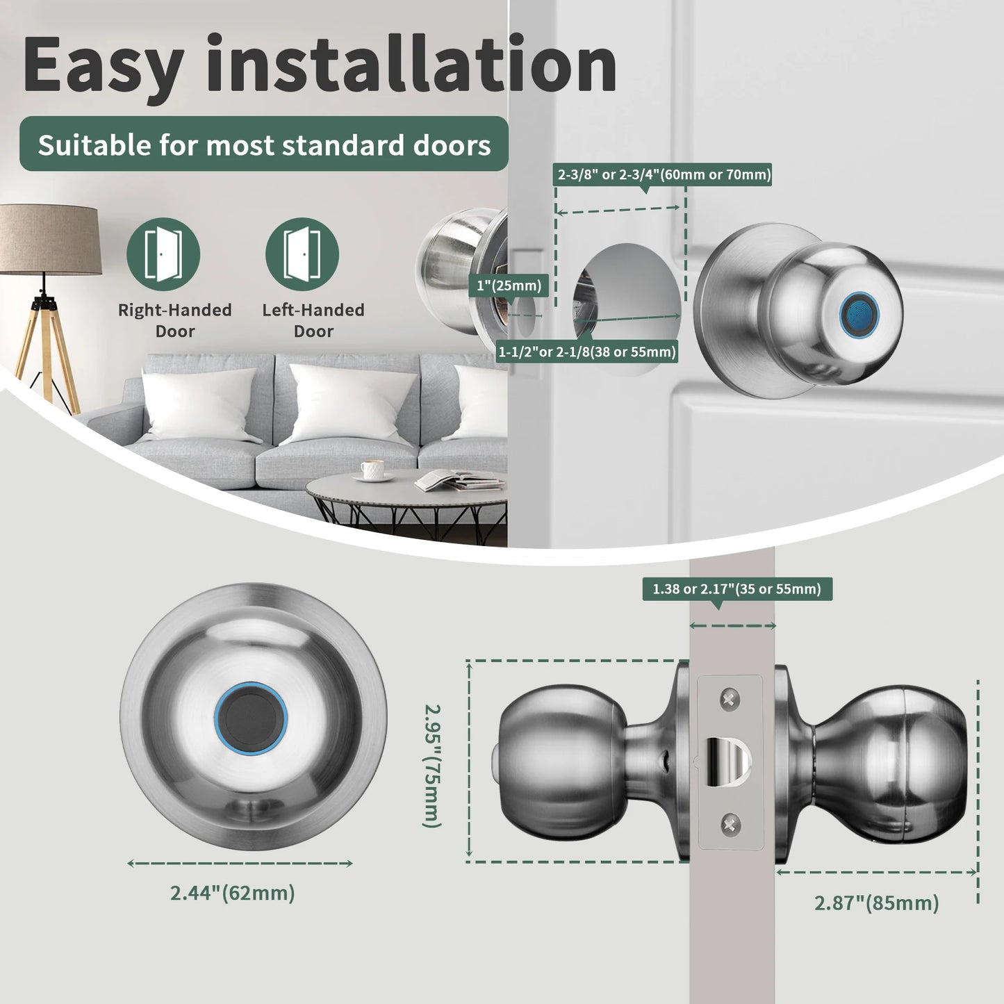 Fingerprint Door Lock Bedrooms Apartments Offices