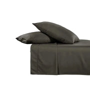 Luxurious 1000 thread count queen sheet set in dark color, showcasing soft and opulent polyester blend fabric.