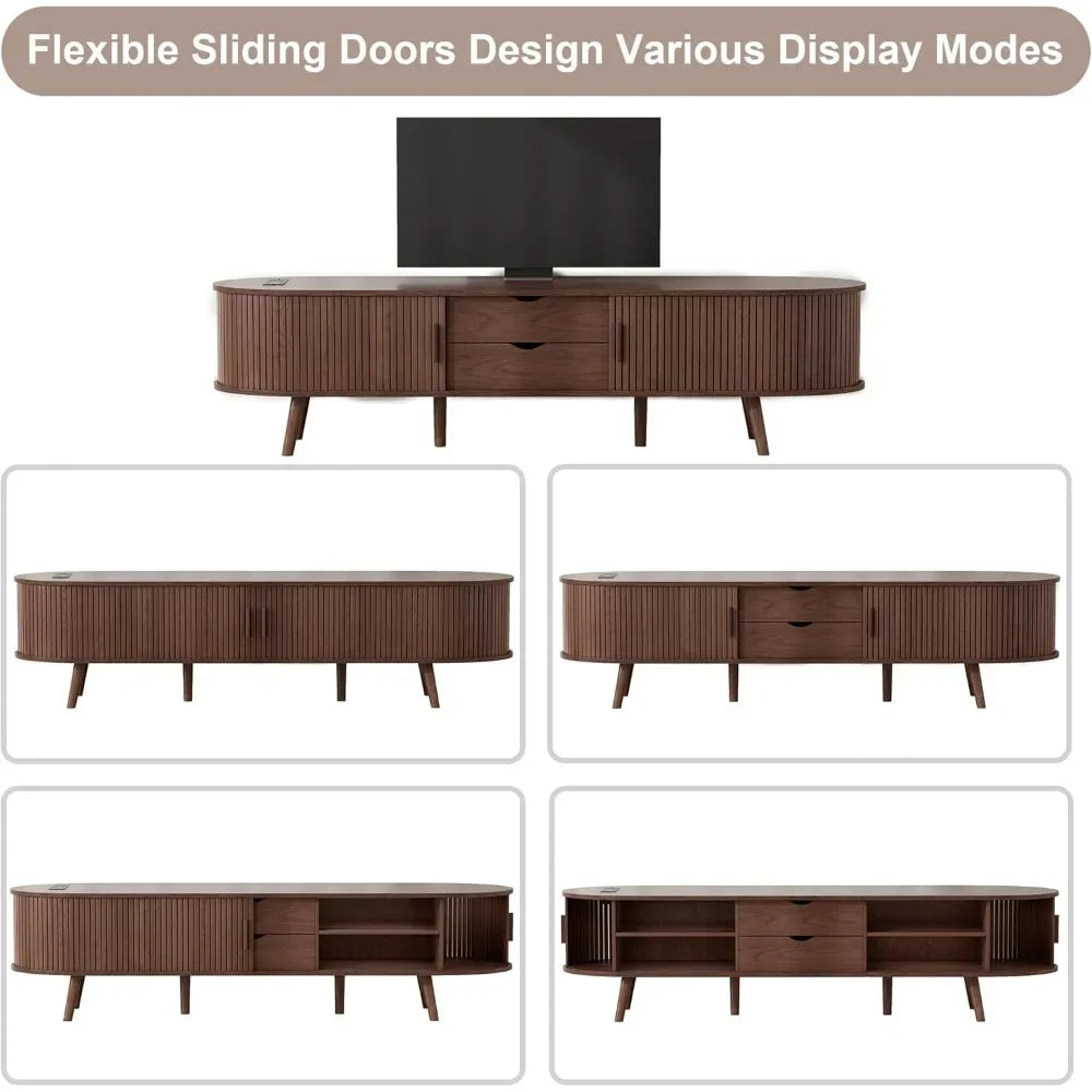 Mid Century Modern TV Stand. Charging Station