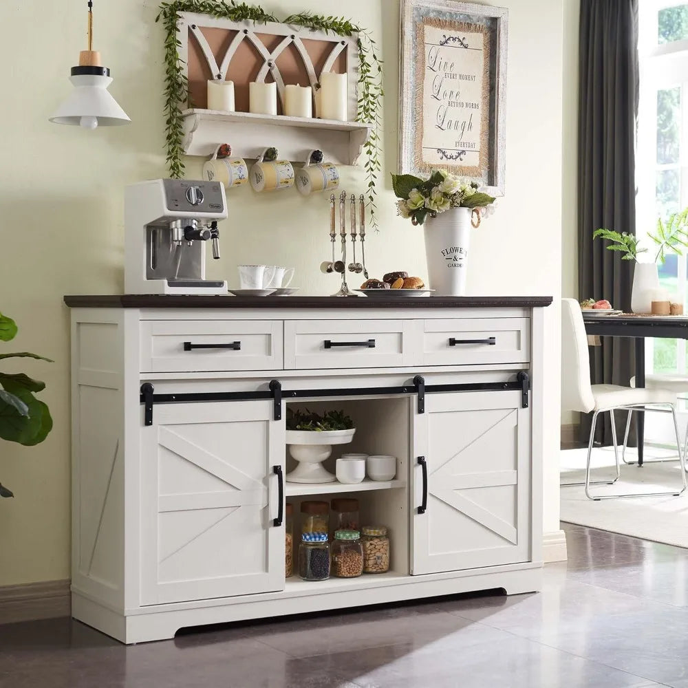 Farmhouse Buffet Cabinet, w/3 Drawers