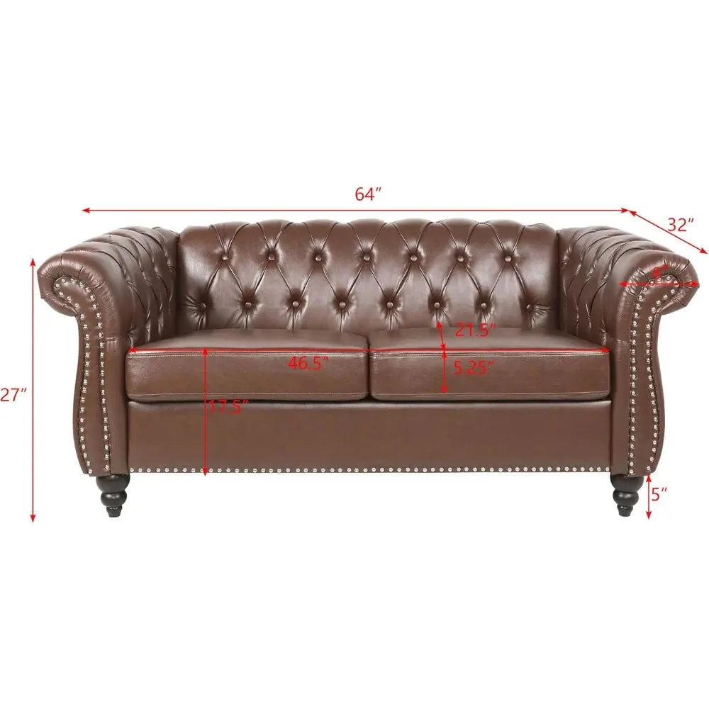 Chesterfield Loveseat Leather, Modern Couch