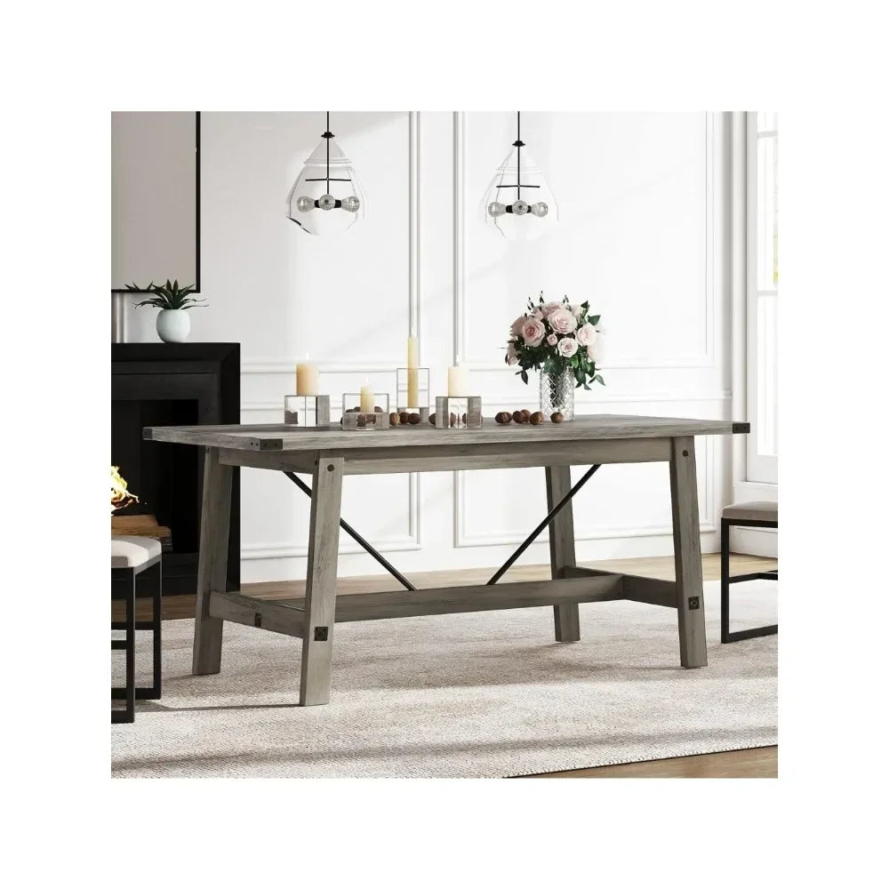 Farmhouse Dining Table with Wooden Legs