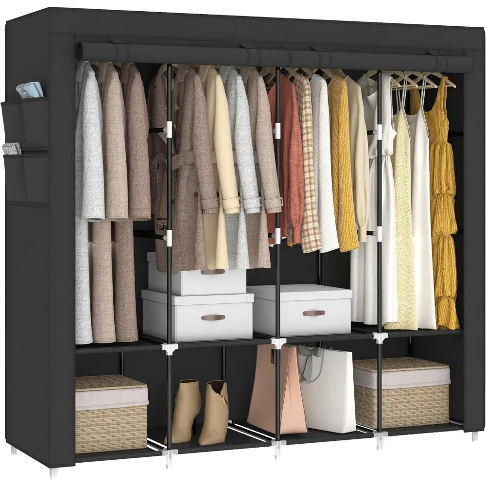 Portable Closet Wardrobe for Hanging Clothes,