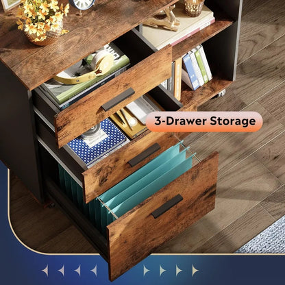 3-Drawer Wood File Cabinet