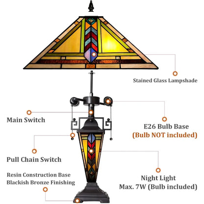 Mission Style Stained Glass Table Lamp