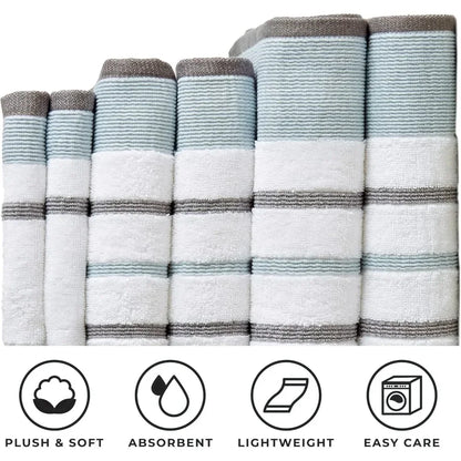 6-Piece Luxury Cotton Striped Towel Set