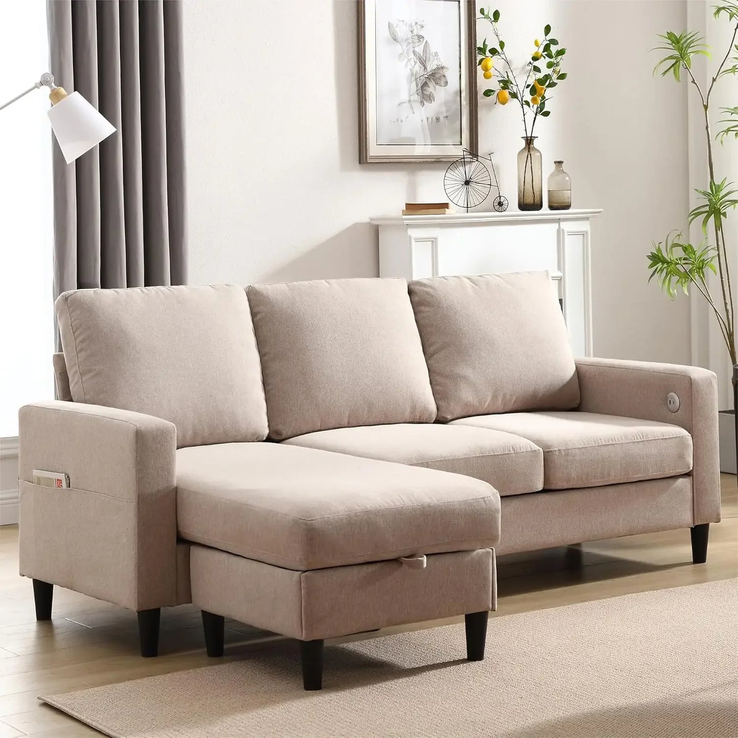 Convertible Sectional Linen Sofa