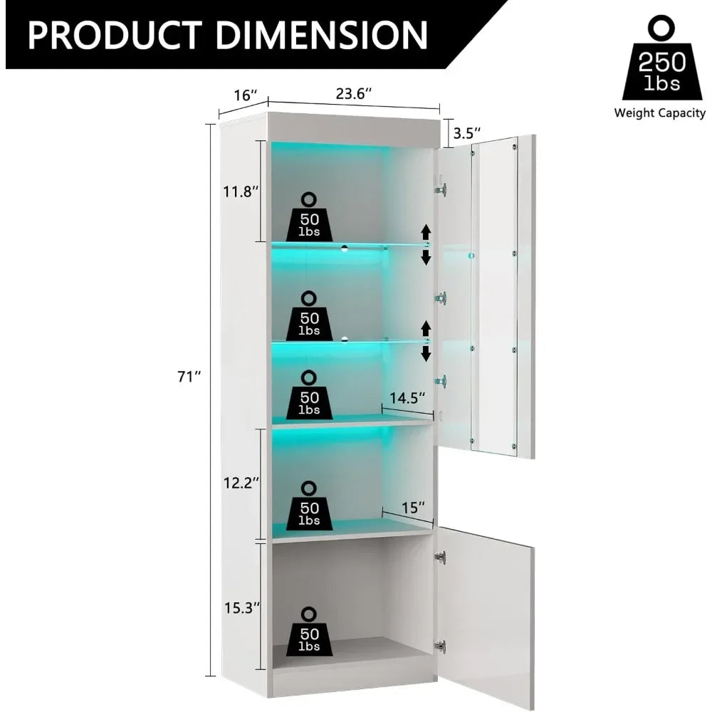 Modern High Gloss LED Bookshelf Display