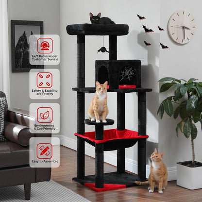 Tall Cat Tower with Large Hammock