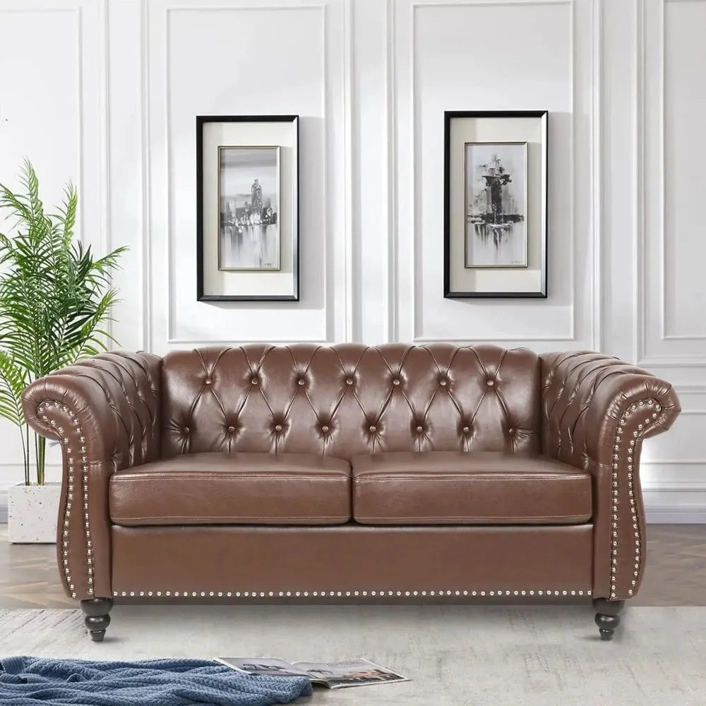 Chesterfield Loveseat Leather, Modern Couch