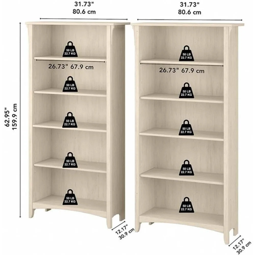 Bush Furniture 5 Shelf Bookcase - Set of 2