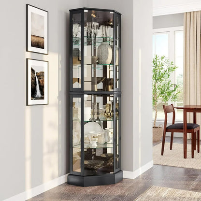 Lighted 3-Side Glass Display Curio Cabinet