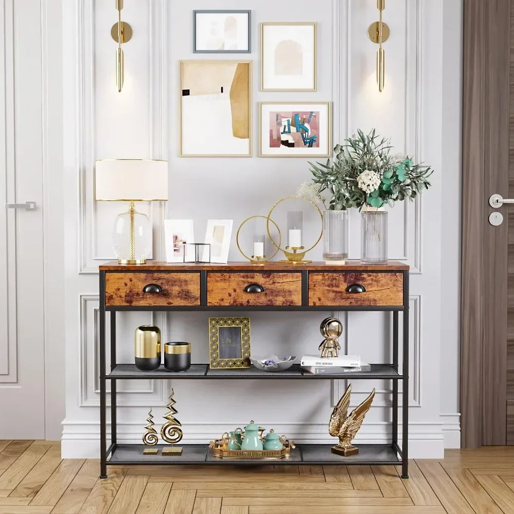 Entry Way Table with Storage Display Shelves