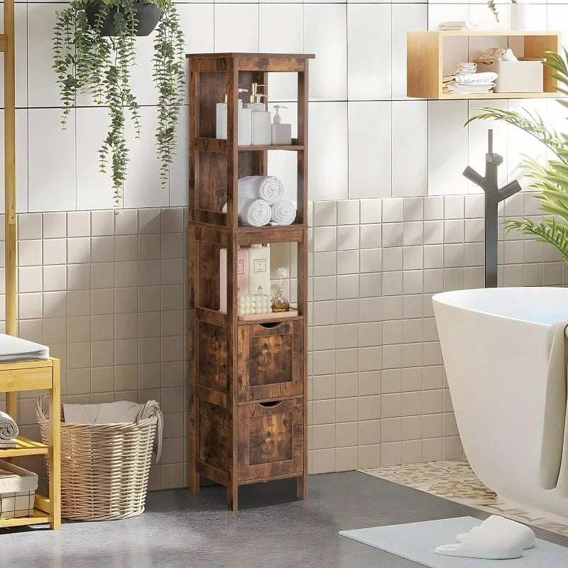 Bathroom Storage Cabinet 2 Drawers  3  Shelves