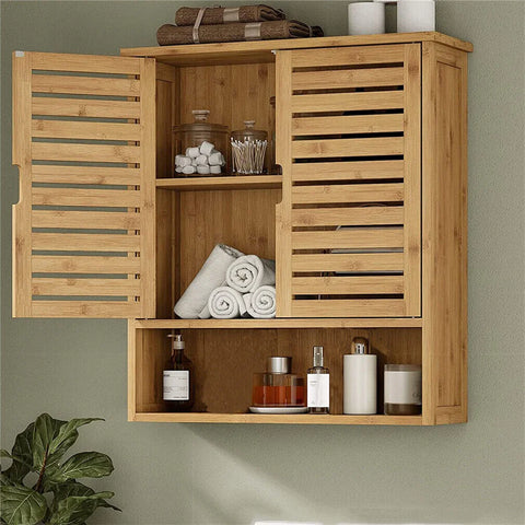 Natural Bamboo Bathroom Wall Cabinet