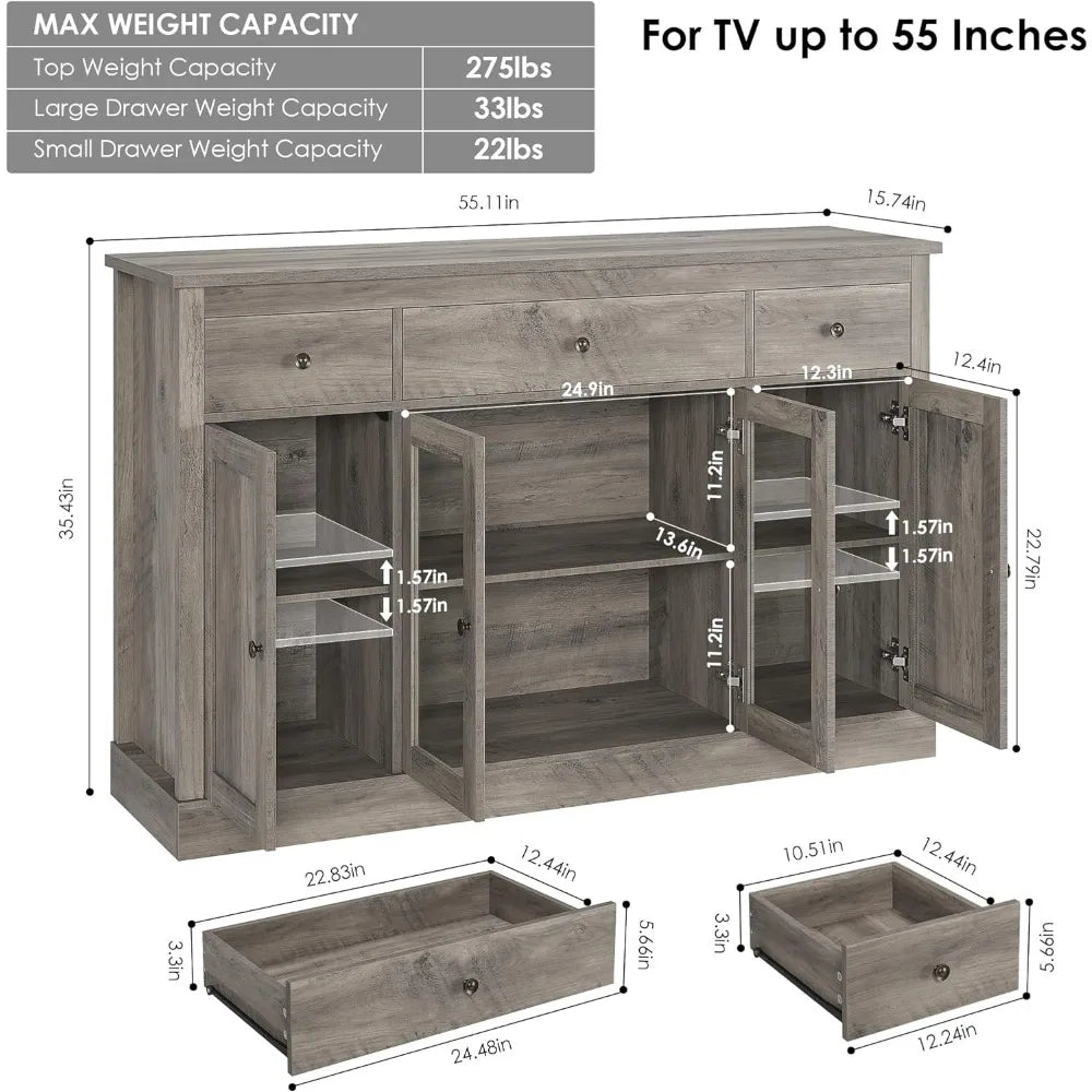 Modern Farmhouse Wood Buffet Cabinet