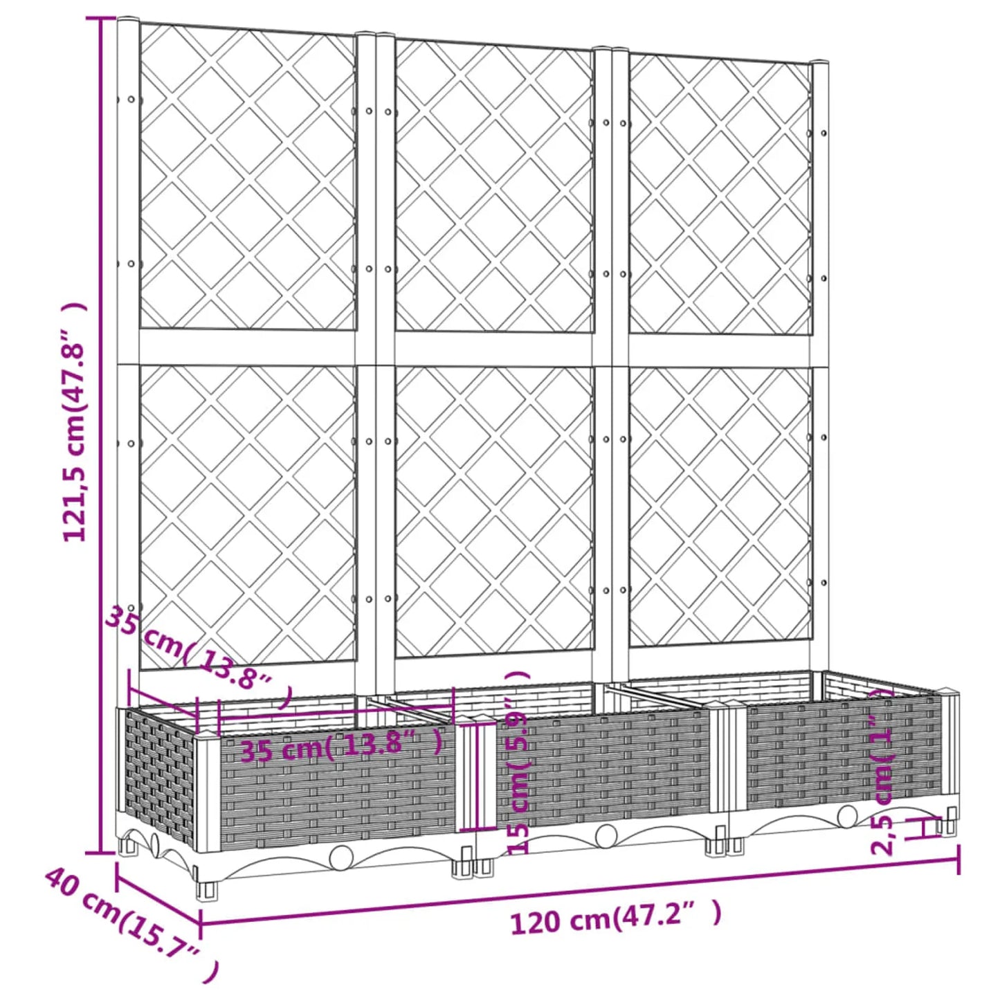 Large Outdoor Garden Planter with Trellis