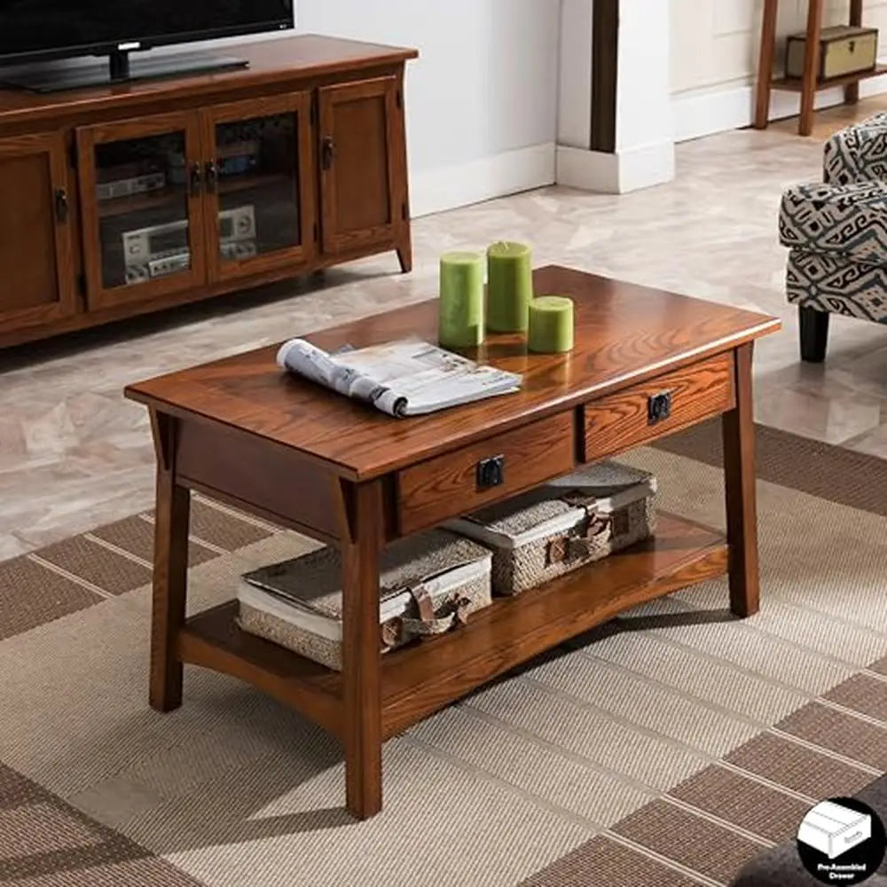 Mission Solid Wood Coffee Table with Drawers