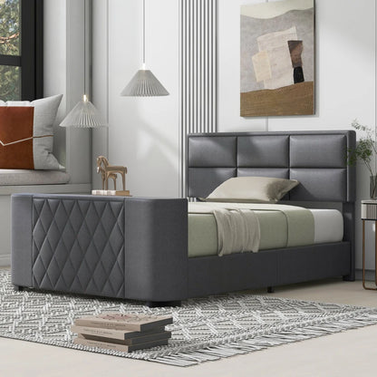 Modern Queen Upholstery TV Platform Bed