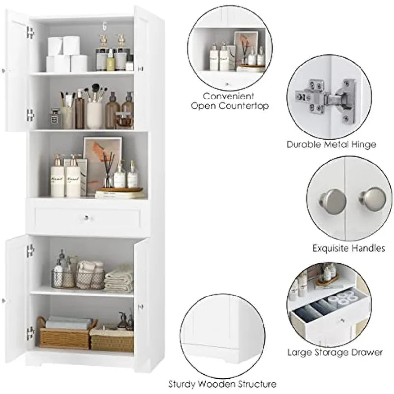 Tall Bathroom Storage Cabinets 4 Doors