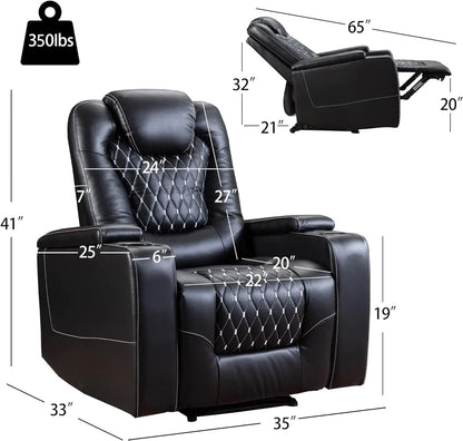 Overstuffed Electric Home Theater Seating PU Leather Reclining Furniture