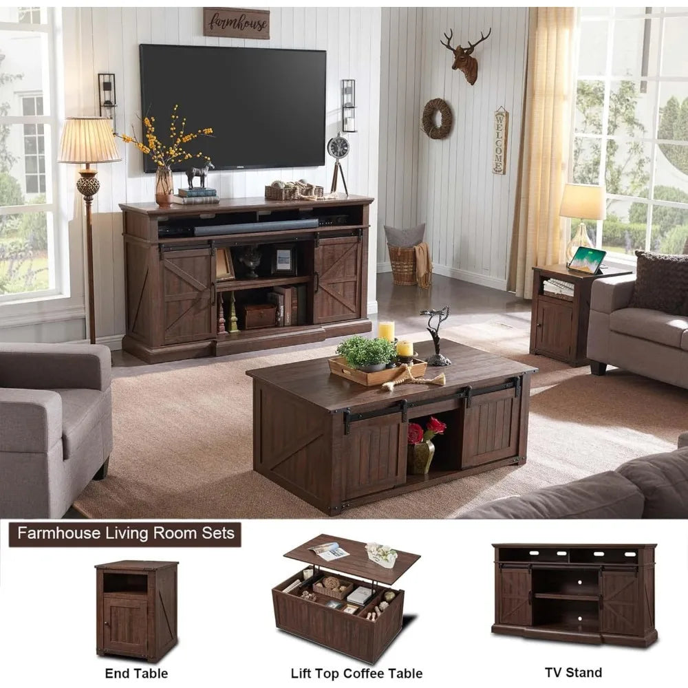 Farmhouse Entertainment Center w/Storage Cabinets