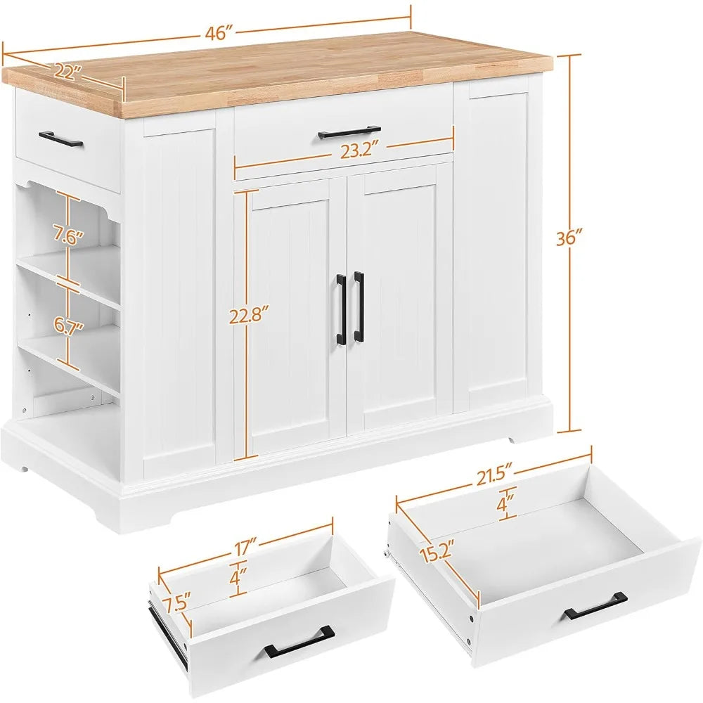 Rolling Kitchen Island Cart with 3 Drawers