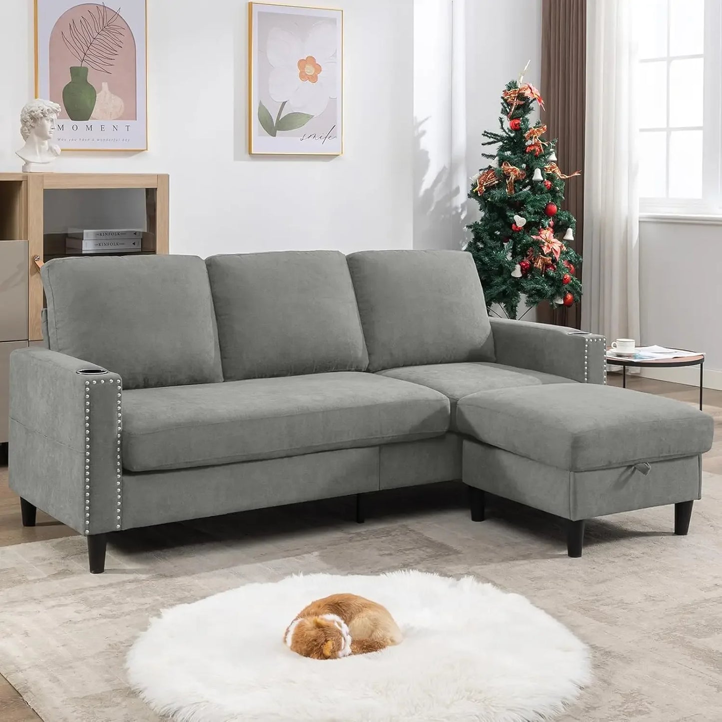 Convertible Sectional Linen Sofa