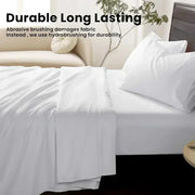 Luxury 100% Egyptian cotton sheets set on a bed with durable, long-lasting fabric.