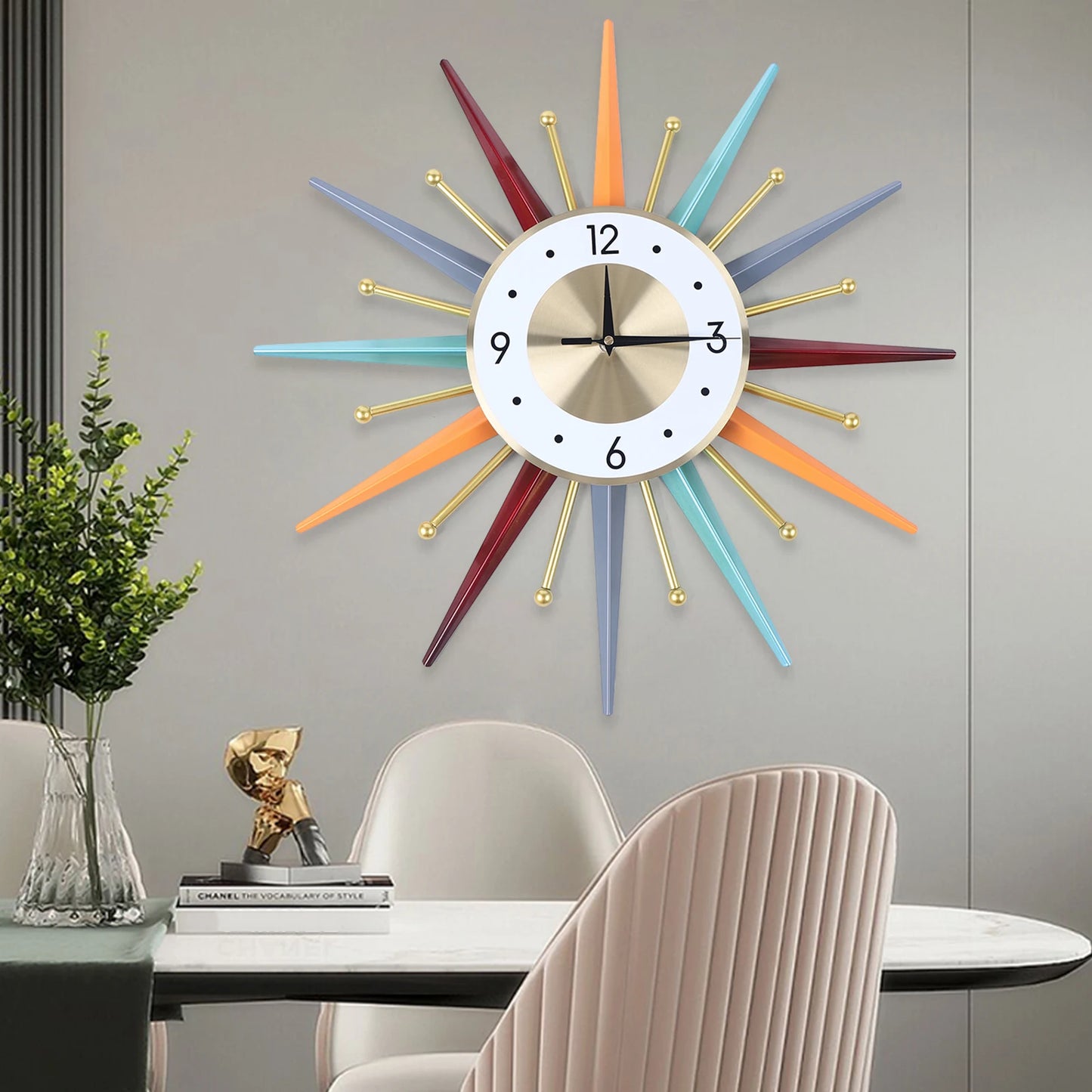 Colorful Modern Wall Clock Starburst