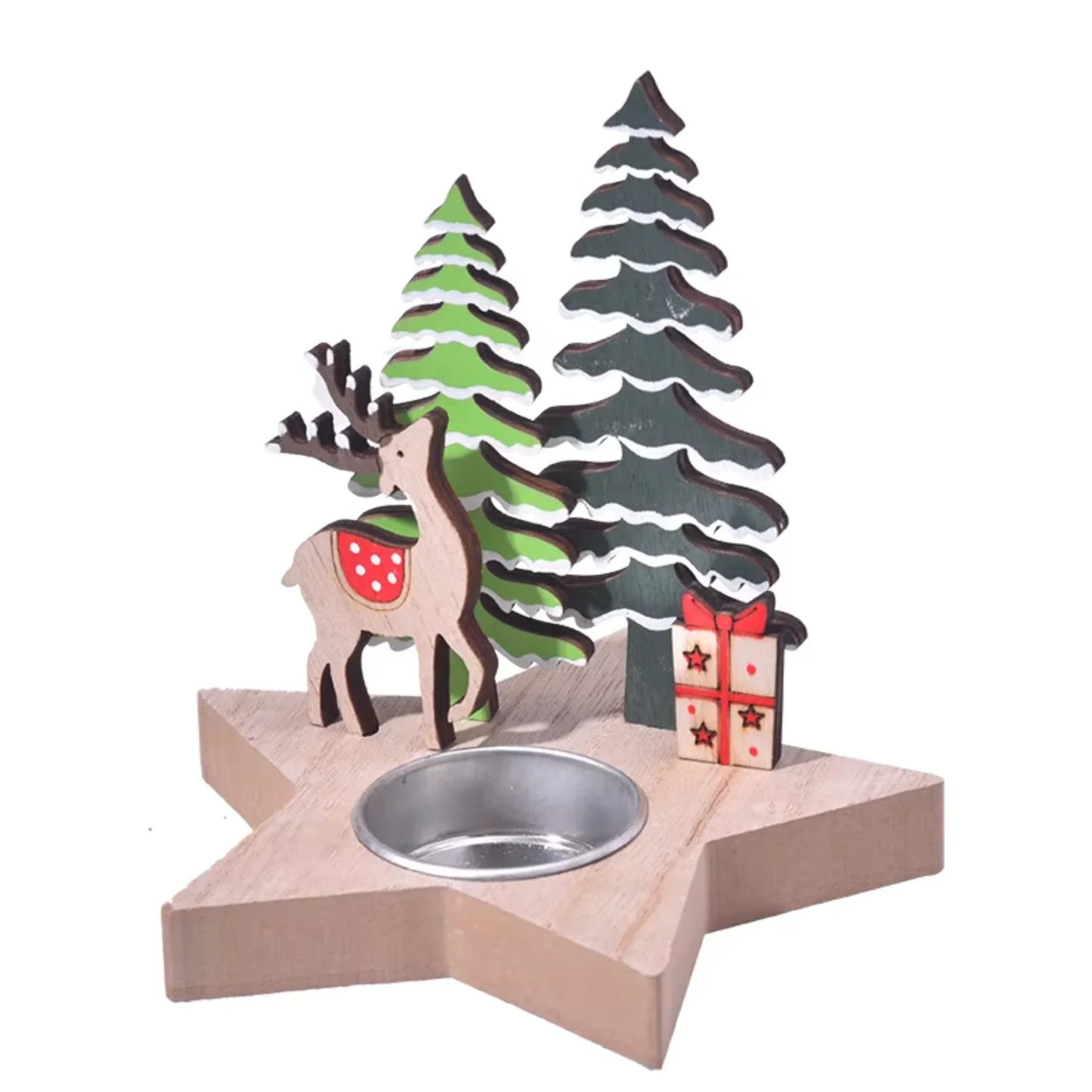 Christmas Decoration Wooden Candle Holder