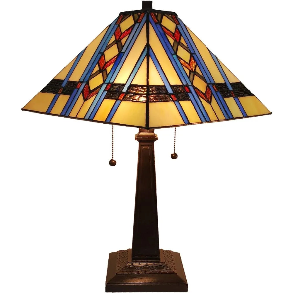 Mission 22" Tall Stained Glass Antique Light