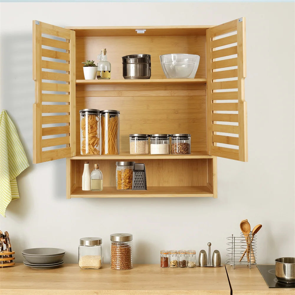 Natural Bamboo Bathroom Wall Cabinet