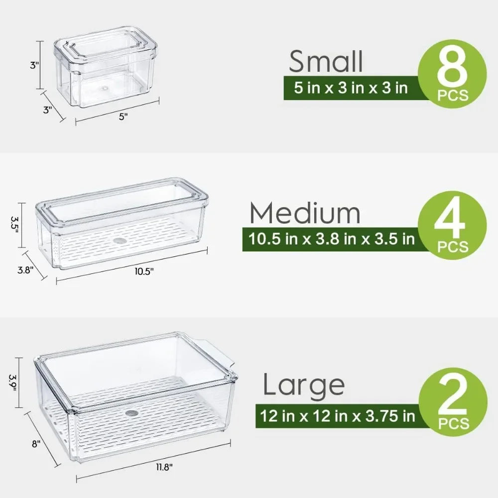 14 Pack Fridge Organizer BPA-Free