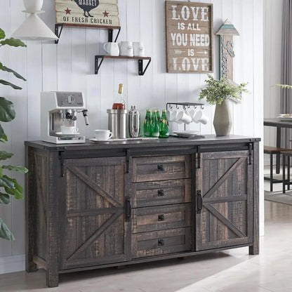 60" Farmhouse Buffet Cabinet w/Sliding Doors