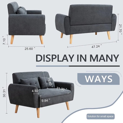 47" Small Modern Loveseat