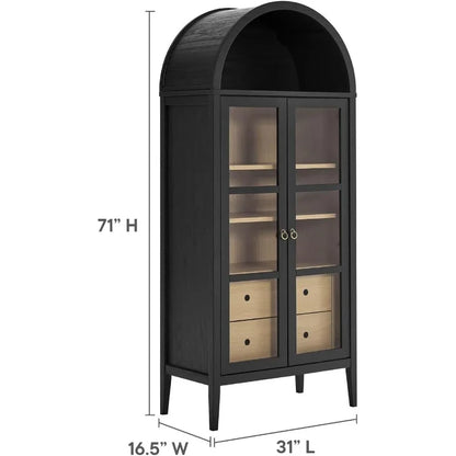 Tall Arched Storage Display Cabinet