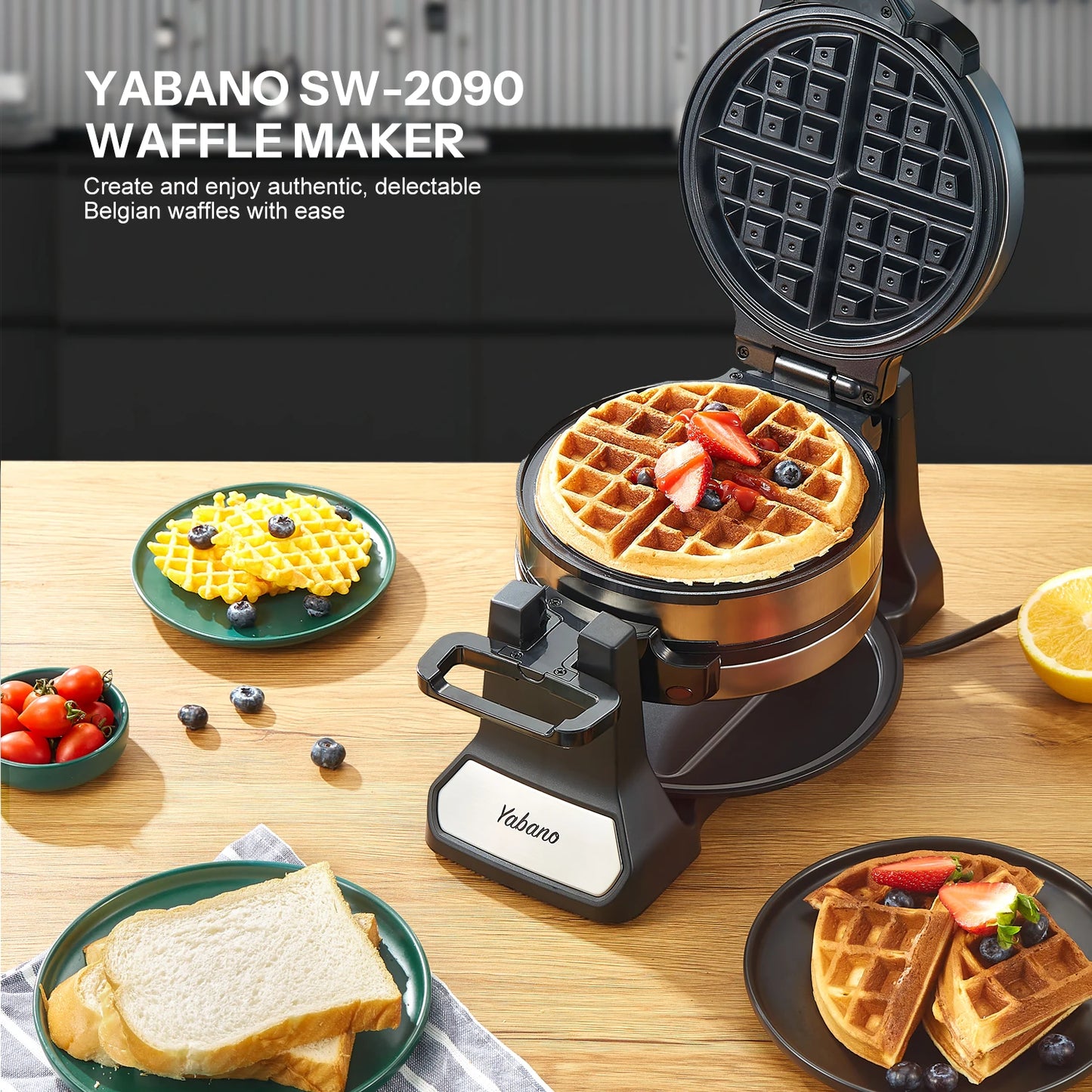 Classic Rotating Waffle Iron with Nonstick Plates