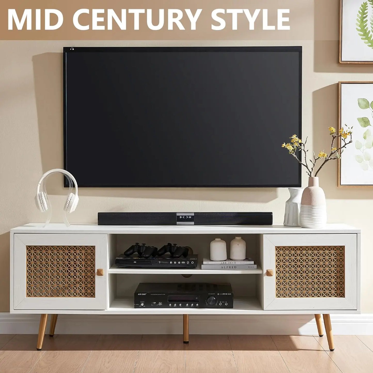 Antique White Media Console Wood