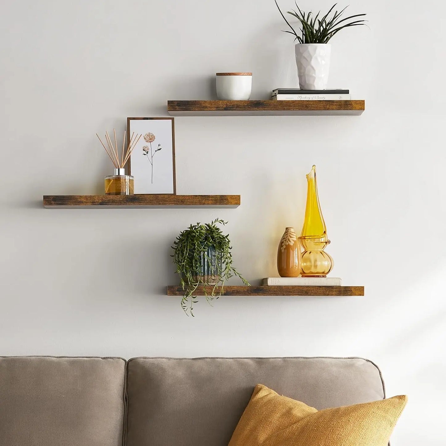 Wall Mounted Rustic Floating Wood Shelves