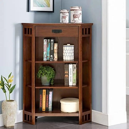 Solid Wood Corner Bookcase