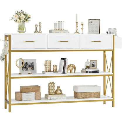 Console Table with 3 Drawers, and Storage Shelves