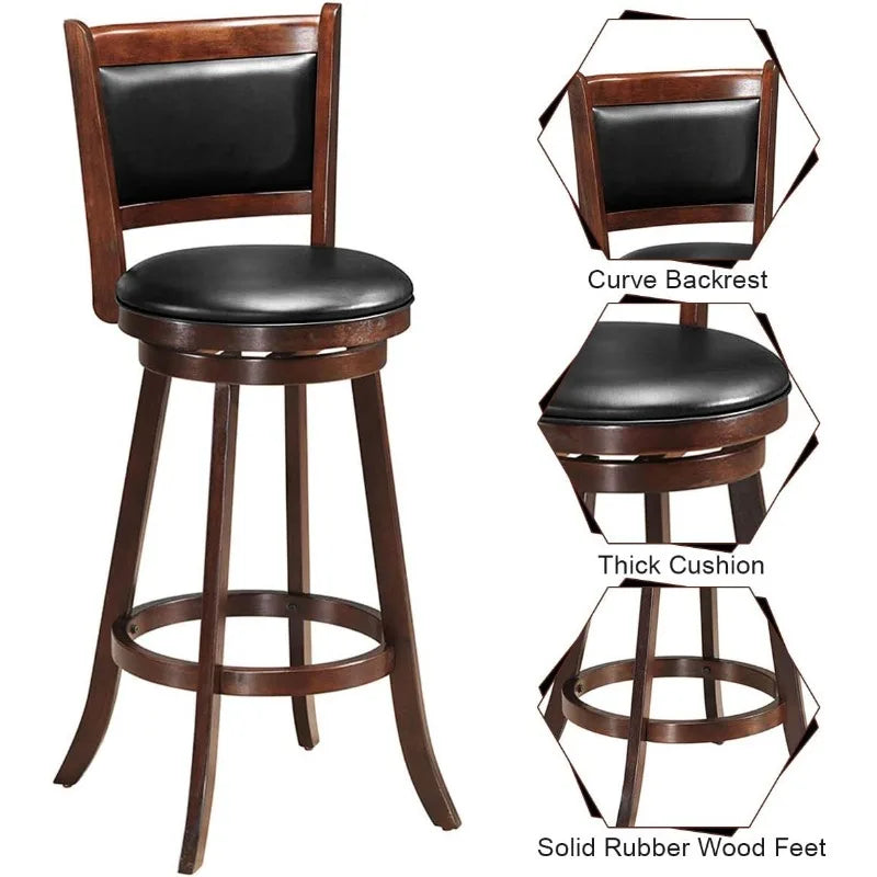 Bar Stools Set of 2, Swivel,  Bar Height