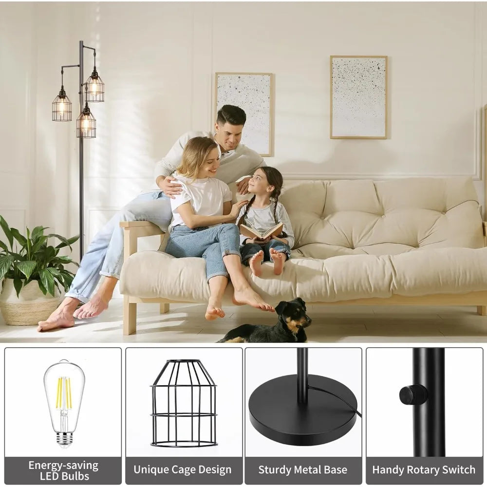 Dimmable 3 Light Tree Floor Lamp