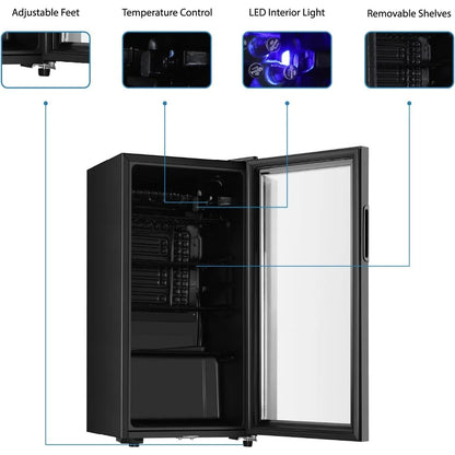 3.2 Cu.ft Mini Fridge With Glass Door